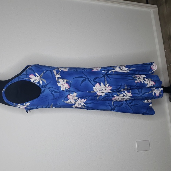Vintage Two Palms Womens Sweetheart Neckline Floral Hawaiian Dress Size XL Blue - Picture 4 of 11